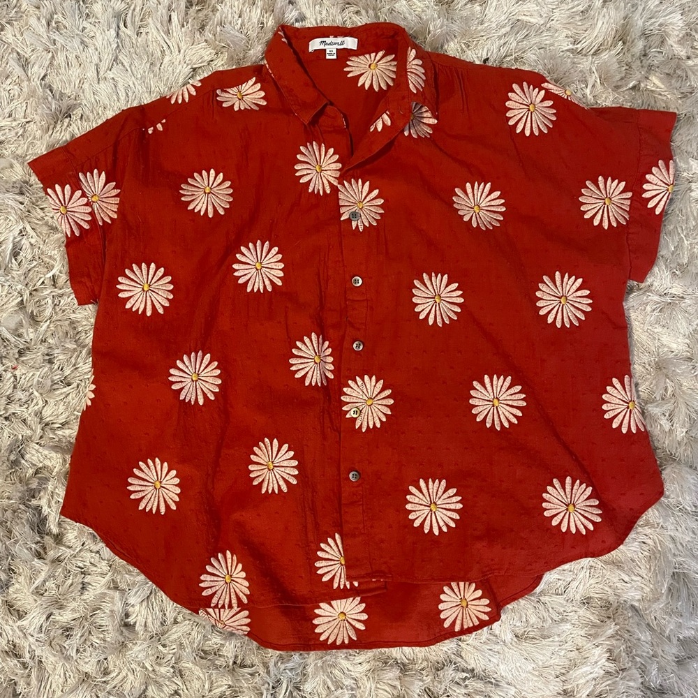 Madewell sunflowers button down shirt XS
